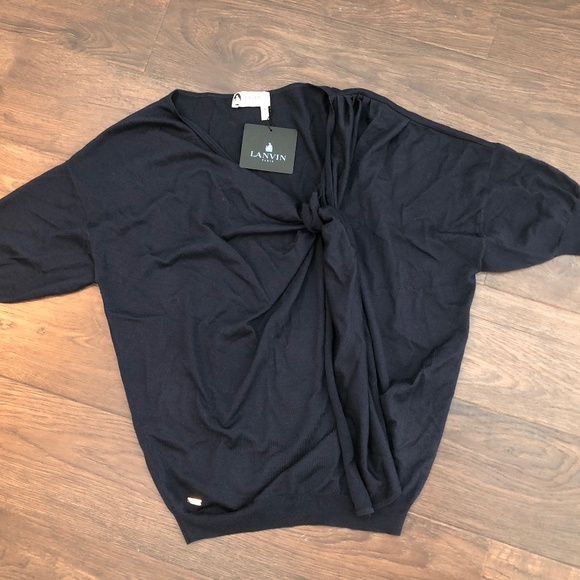 Navy blue Lanvin cashmere silk wool doleman sleeve sweater NWT, size small - Picture 8 of 9